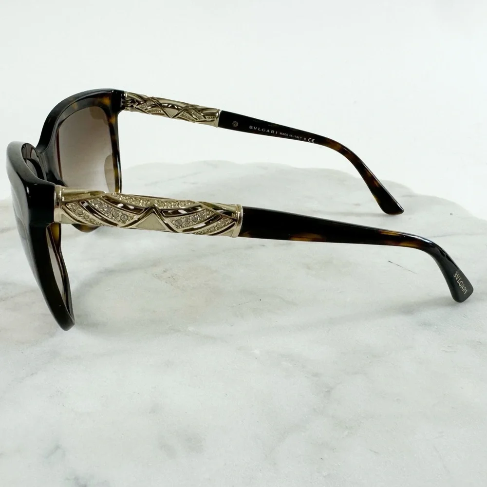 Bvlgari Tortoiseshell Cat Eye Sunglasses with Brown Gradient Lenses